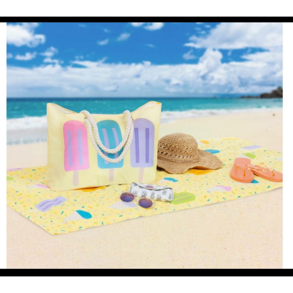LAST ONE Beach Bag Beach Towel Ice CreamSet - Picture 2 of 5